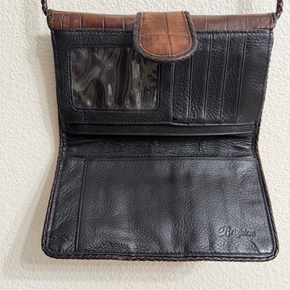 Brighton Convertible Croc Leather Crossbody Organizer Bag Wallet Brown - Picture 4 of 13